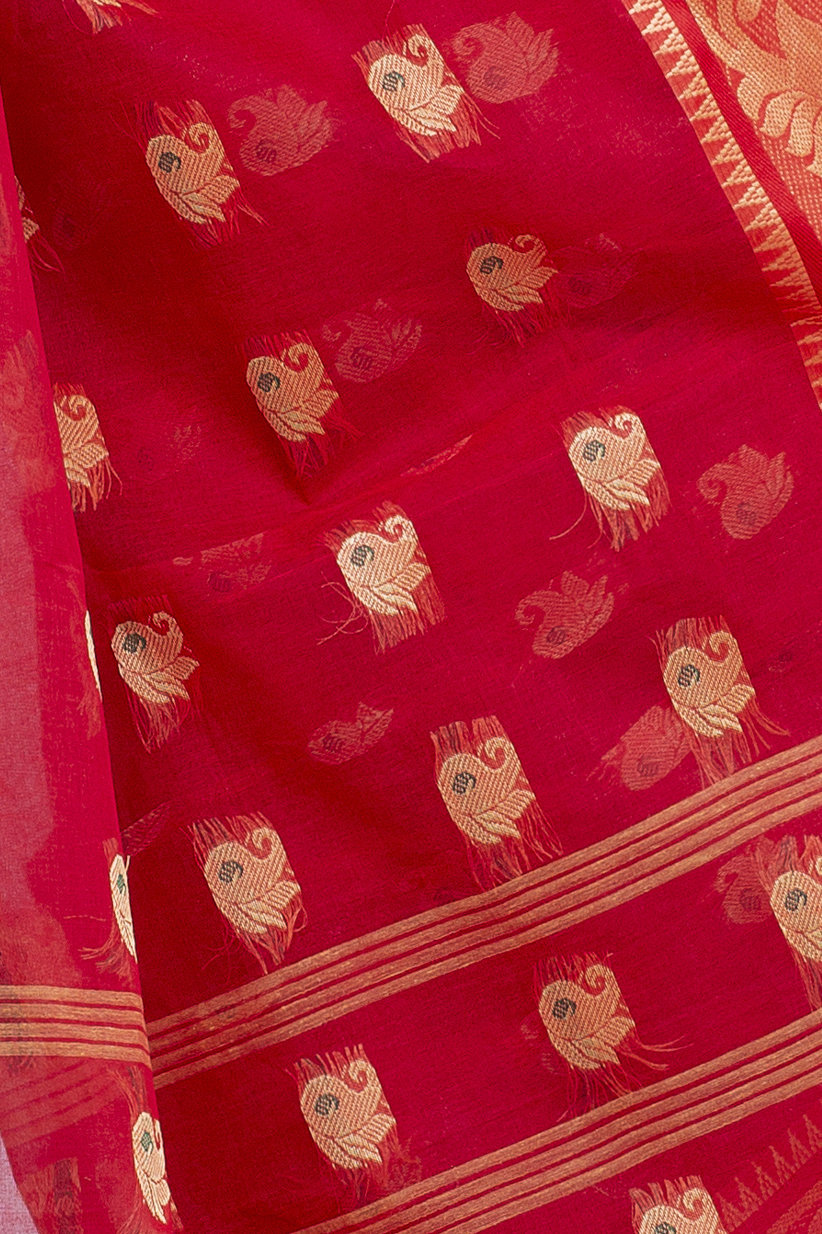 Red Pure Cotton HasFul Tant Saree (788)